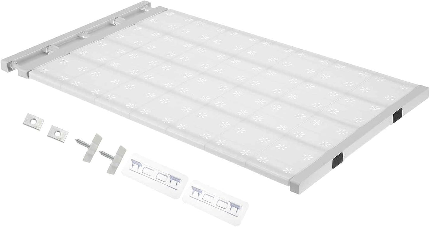 HARFINGTON Expandable Closet Tension Shelf 28.74" to 49.21" Adjustable Closet Organizer 2.3" x 16.54" Flower Pattern Storage Rack for Wardrobe Cupboard Kitchen Bedroom