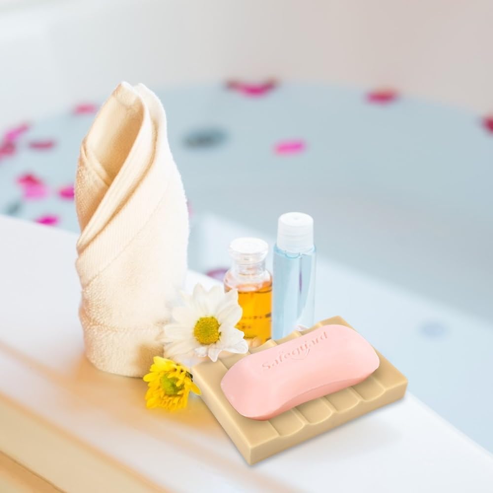 Soap Dish for Bathroom Sink and Shower Ceramic Soap Tray, Small Bar Soap Holder with Drainage Non-Slip Luxury Bathroom Decor Accessories (Khaki)