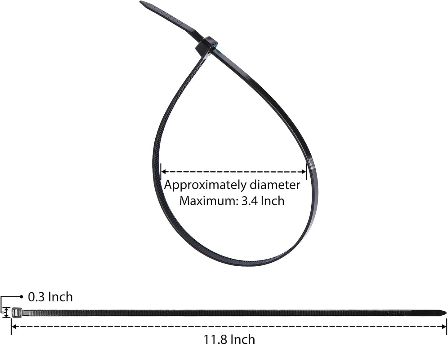 Cable Zip Ties 12 inch Cehony 1500 Pack Black Zip Ties Heavy Duty 50lbs Tensile Strength Plastic Zip Ties for Outdoor and Indoor Multi-Purpose Cable Ties Self-Locking UV Resistant Wire Ties Wraps