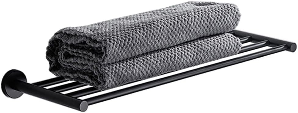 20 Inch Bathroom Towel Rack, Hotel Style Towel Racks for Bathroom Wall Mounted, Modern Towel Bar Rack, 2-Tier Towel Shelves, Black