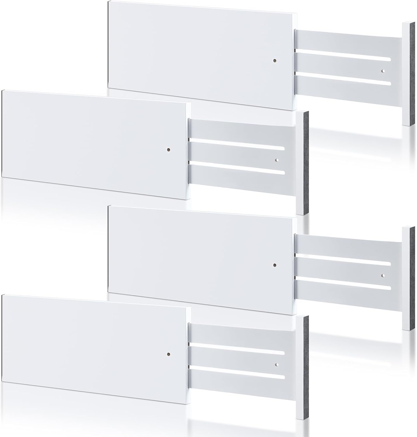 4 Pcs Deep Bamboo Drawer Dividers, Deep Kitchen Dresser Drawer Organizer with Spring Loaded for Clothes, Adjustable Expandable from 15-22 Inch(6 Inch,White)