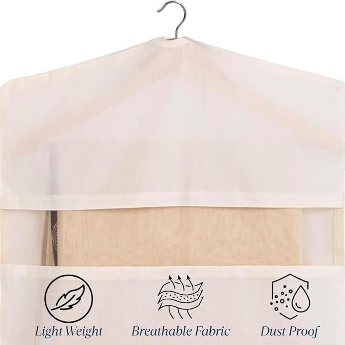 Garment Bags for Hanging Clothes – 100% Cotton, Breathable Suit & Dress Covers – Pack of 3 Large (22"x50") for Jackets, Sarees, Blouses, Coats, Travel & Closet Storage