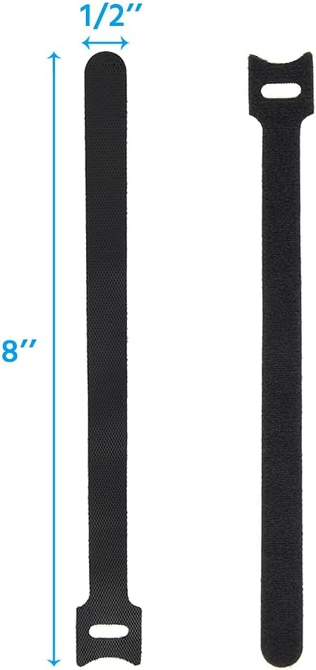 8" (60-Pack) Reusable Hook and Loop Self Gripping Multicolor Fastening Cable Ties - Multipurpose Microfiber Cloth Assorted Cable Organizer Ties