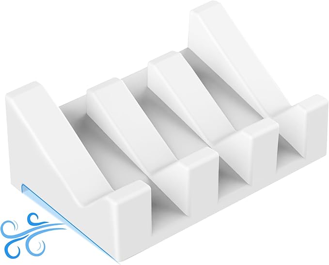 Silicone Self Draining Soap Dish, 1 Pcs, Bathtub/Shower Soap Holder with Drainage, White