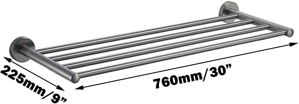 30 Inch Bathroom Towel Rack, Hotel Style Towel Racks for Bathroom Wall Mounted, Modern Towel Bar Rack, 2-Tier Towel Shelves, Gray