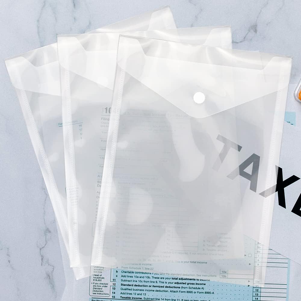 Vmiapxo 40 Pack Stamp and Die Storage Pockets, Reusable Small Plastic Envelopes Waterproof Sticker Organizer Receipt Holder Photo Storage Folders (7" x 9.4")
