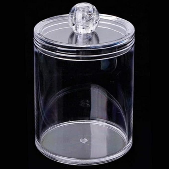 AXX Qtip Dispenser Apothecary Jars Bathroom - Qtip Holder Storage Canister Clear Plastic Jar for Cotton Swab,Q-Tips,Cotton Rounds (E#Clear 4Pcs)