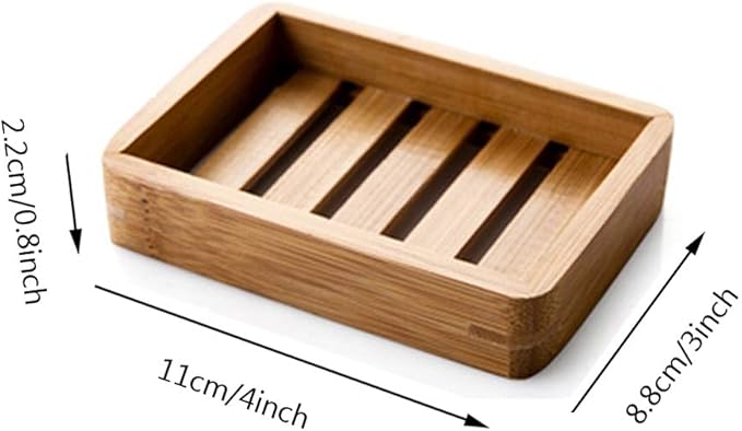 Kaxich 2 Pack Bamboo Wooden Soap Dish Shower Soap Storage Holder Saver Soap Tray Plate for Bathroom Shower Vanities Kitchen Sink