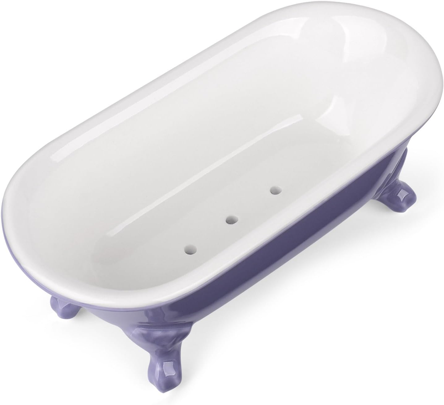 6.5" Ceramic Mini Decorative Clawfoot Bathtub Bar Soap Dish, Kitchen Sponge Holder and Shower Tray for Bathroom, 1 Pack(Jubilee)