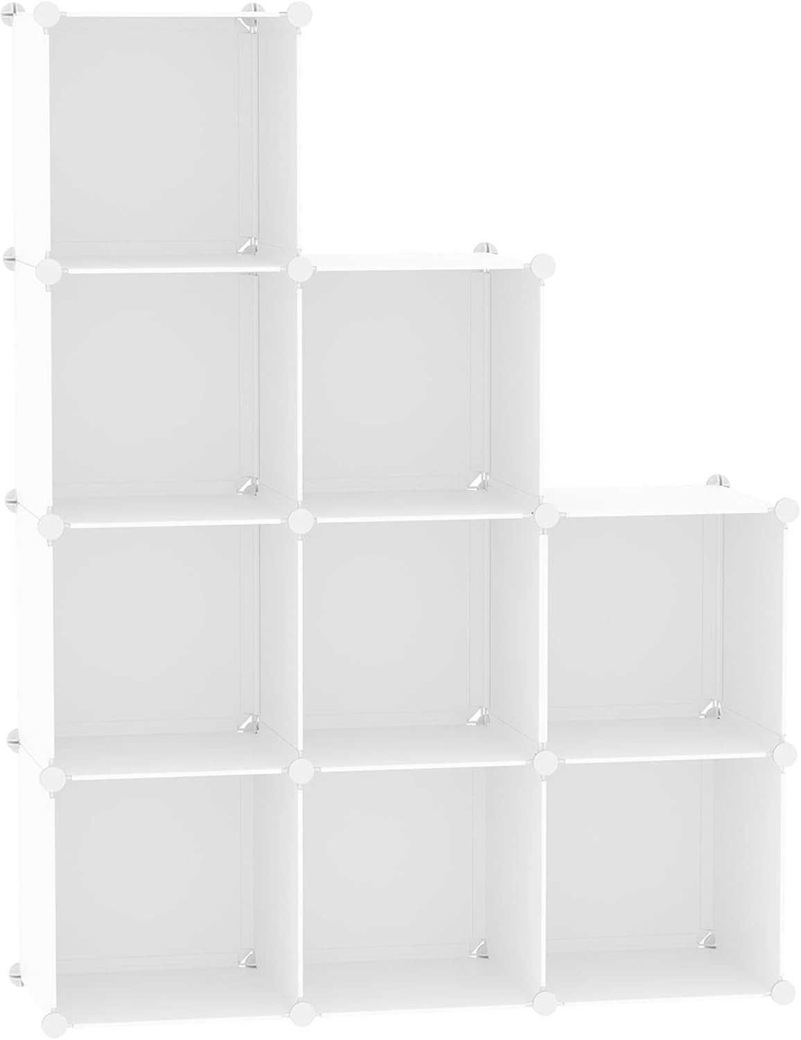 C&AHOME Cube Storage, 9-Cube Bookshelf, Plastic Closet Cabinet Organizer, DIY Stackable Bookcase, Modular Shelving Units Ideal for Home, Office, Kids Room, 36.6" L x 12.4" W x 48.4" H Milky UPCS09M