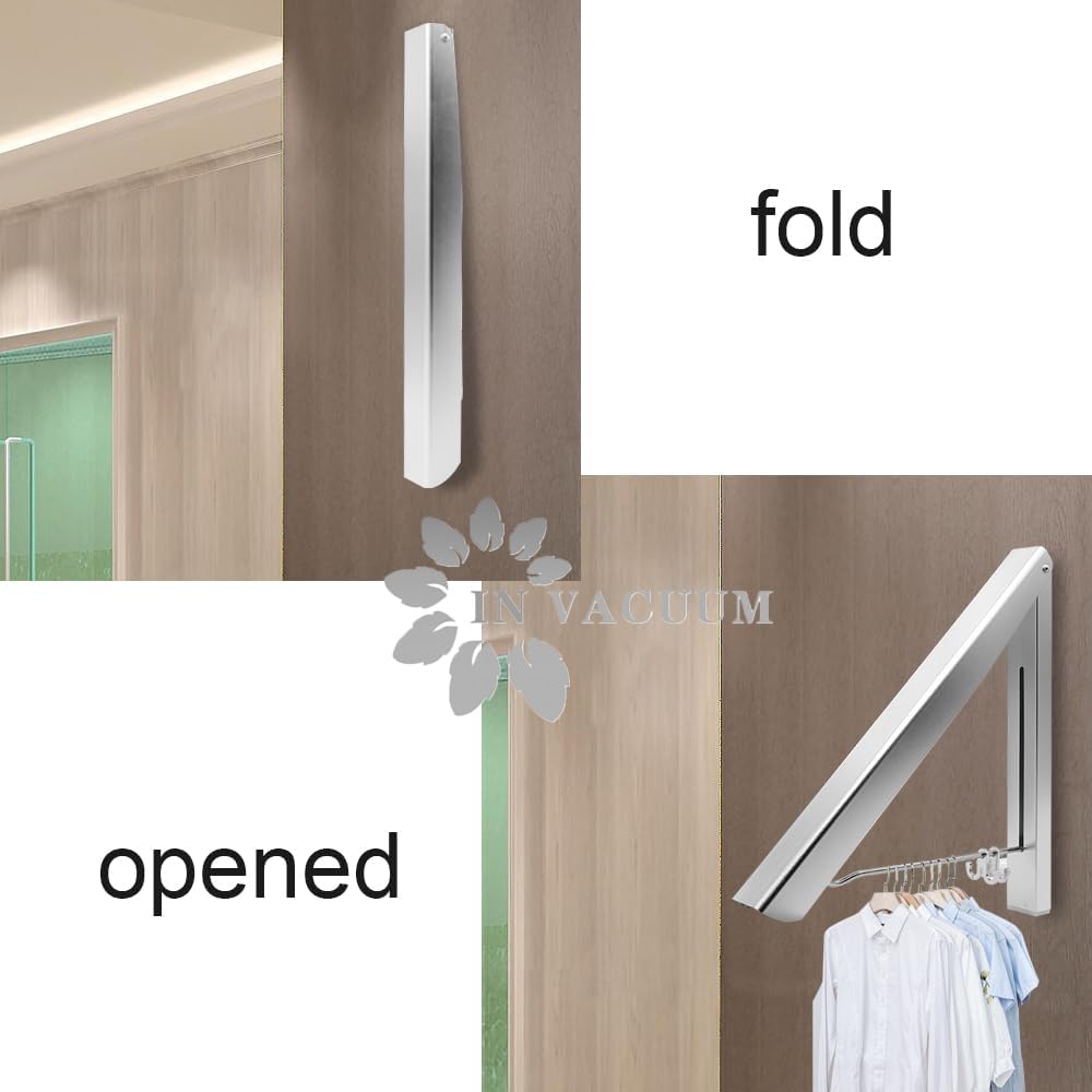 IN VACUUM Drying Racks for Laundry Foldable, Retractable Clothes Folding Indoor, Aluminium, Home Storage Organizer Wall Hanger for Clothes (1 Racks, Silver)