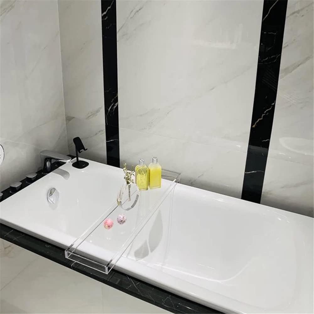 Wangunan 33 inch Luxury Bathtub Table - Shelf Organizer for Bathtub & Shower Storage (Clear)