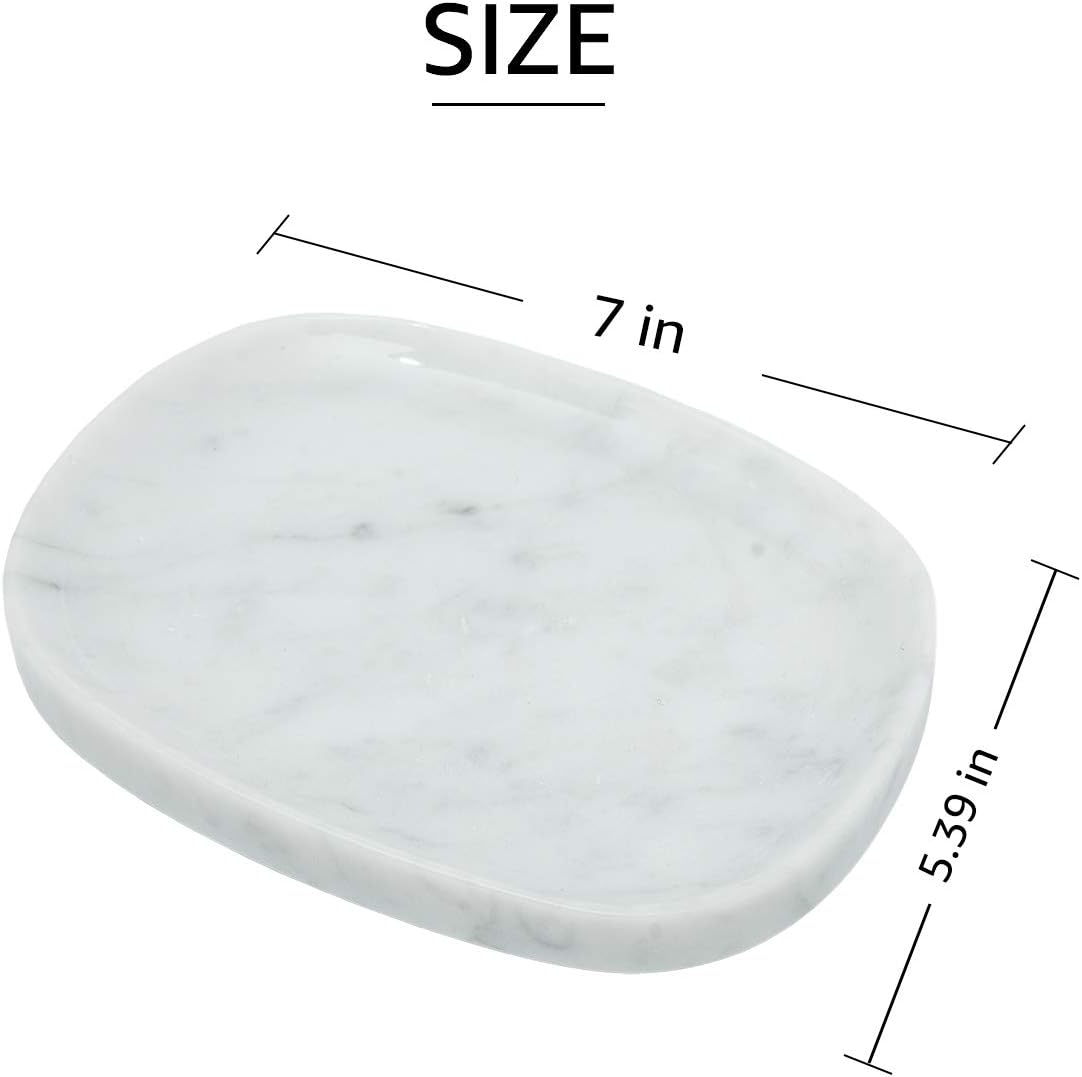 Marble Vanity Tray 7‘’ Decorative Tray Oval Storage Organizer Mini Bathroom Kitchen Dresser Jewelry Dish Ring Holder for Counter, Vanity, Dresser, nightstand or Desk