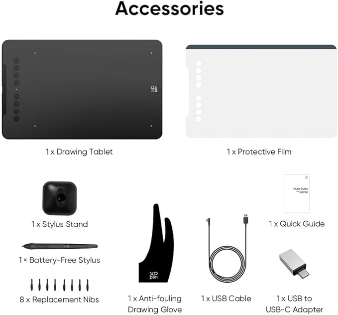 XPPen Updated Deco 01 V3 Drawing Tablet-16384 Levels of Pressure Battery-Free Stylus, 10x6 Inch OSU Graphic Tablet, 8 Hotkeys for Digital Art, Teaching, Gaming Drawing Pad for Chrome, PC, Mac, Android