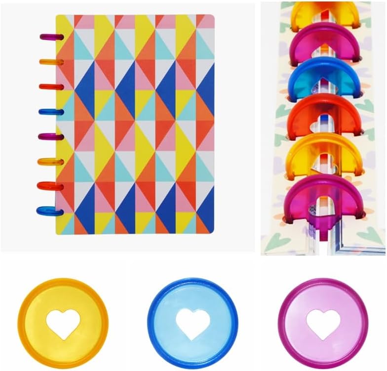 100pcs Planner Expander Discs 0.94Inch Book Binding Disc For Discbound Notebook Accessories Heart Binder Rings(Transparent Mixed,0.94inch/24 mm)