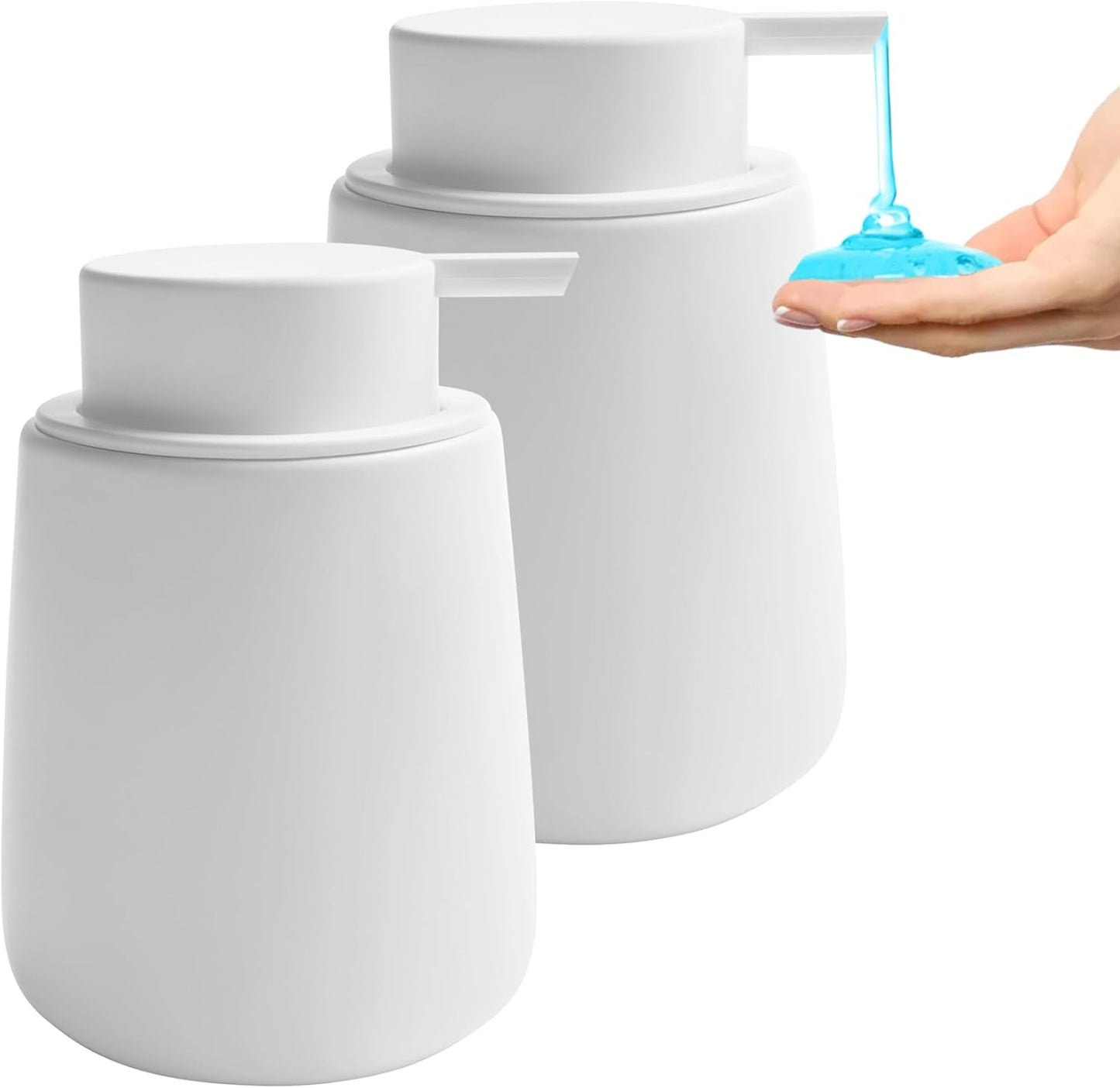 Soap Liquid Dispenser Ceramic with Easy-to-Press Pump Hand Liquid Dispenser for Shampoo Bathroom Kitchen 12 oz 2pcs
