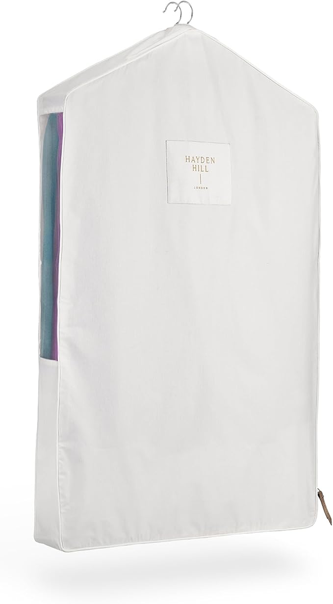 Hayden Hill Luxury Organic Cotton Garment Storage Bag - Short 40 Inch - Breathable Hanging Clothes Bag for Short Dresses, Jackets & Suit Bags for Closet Storage - Certified Carbon Neutral
