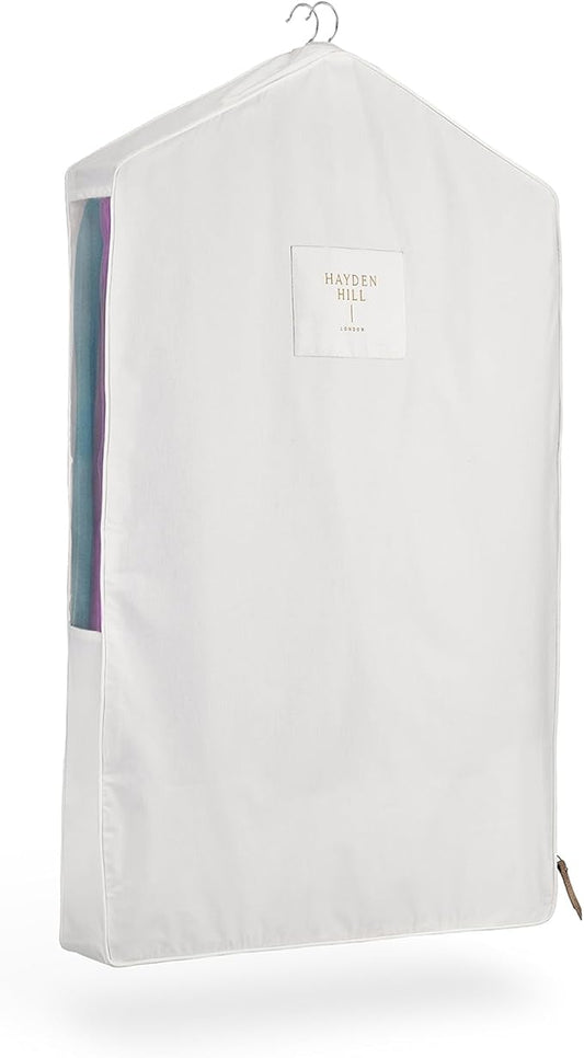 Hayden Hill Luxury Organic Cotton Garment Storage Bag - Short 40 Inch - Breathable Hanging Clothes Bag for Short Dresses, Jackets & Suit Bags for Closet Storage - Certified Carbon Neutral
