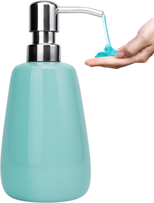 Hand Soap Dispenser Ceramics Bottles with Stainless Steel Pump Bathroom Empty Shampoo Bottles 10oz/300ml 2.76 inches Tall and 1.18 inches Wide