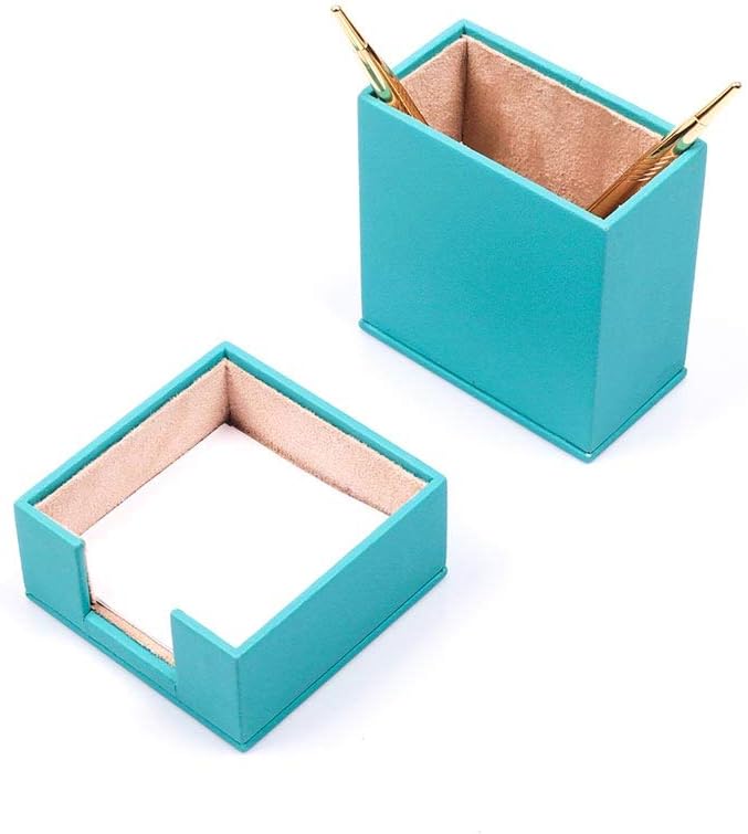 MOOGCO Bonded Set Luxury Leather Desk Pad & Desk Organization Essentials Desk Organizer Leather Desk Organizer (Turquoise)