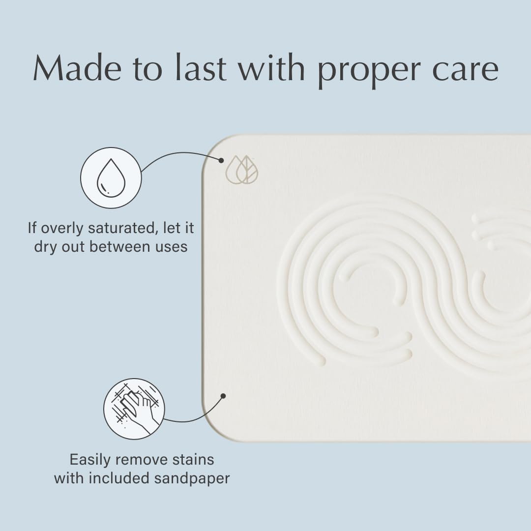 Dorai Home Bath Stone Mat 23.6"x15.4"| Luxury Diatomite Stone Bath Mat |Quickly Removes Water | Non-Slip, Quick-Dry Bath Mat for Bathroom | Zen Sandstone - 2 Pack