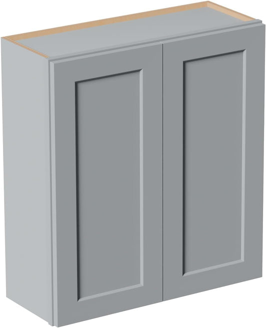 33 Inch Laundry Room Cabinets Wall Mounted, Solid Wood Over The Toilet Storage Cabinet, Bathroom Organizer Cabinets with 2 Door & Shelves, Easy to Assemble for Kitchen, Garage - Dark Gray