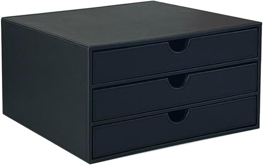 UnionBasic Document Organizer, 3-Drawer File Cabinet Document Storage Box, Office Desktop Filing Organizer, Black