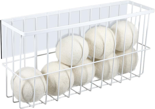 Picowe Extra Large Dryer Ball Organizer Magnetic Storage Bin, Magnetic Basket Dryer Ball Holder for Laundry Room Organization and Storage to Hold 10 Plus Dryer Balls, Without Balls (White, XL )