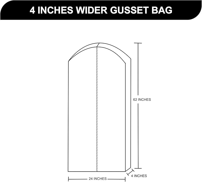 100% Cotton Garment Bag | Long | Breathable Garment Bags for Hanging Clothes | Garment Storage Bag for Long Dresses & Coats Storage | Pack of 1 (62 Inch)