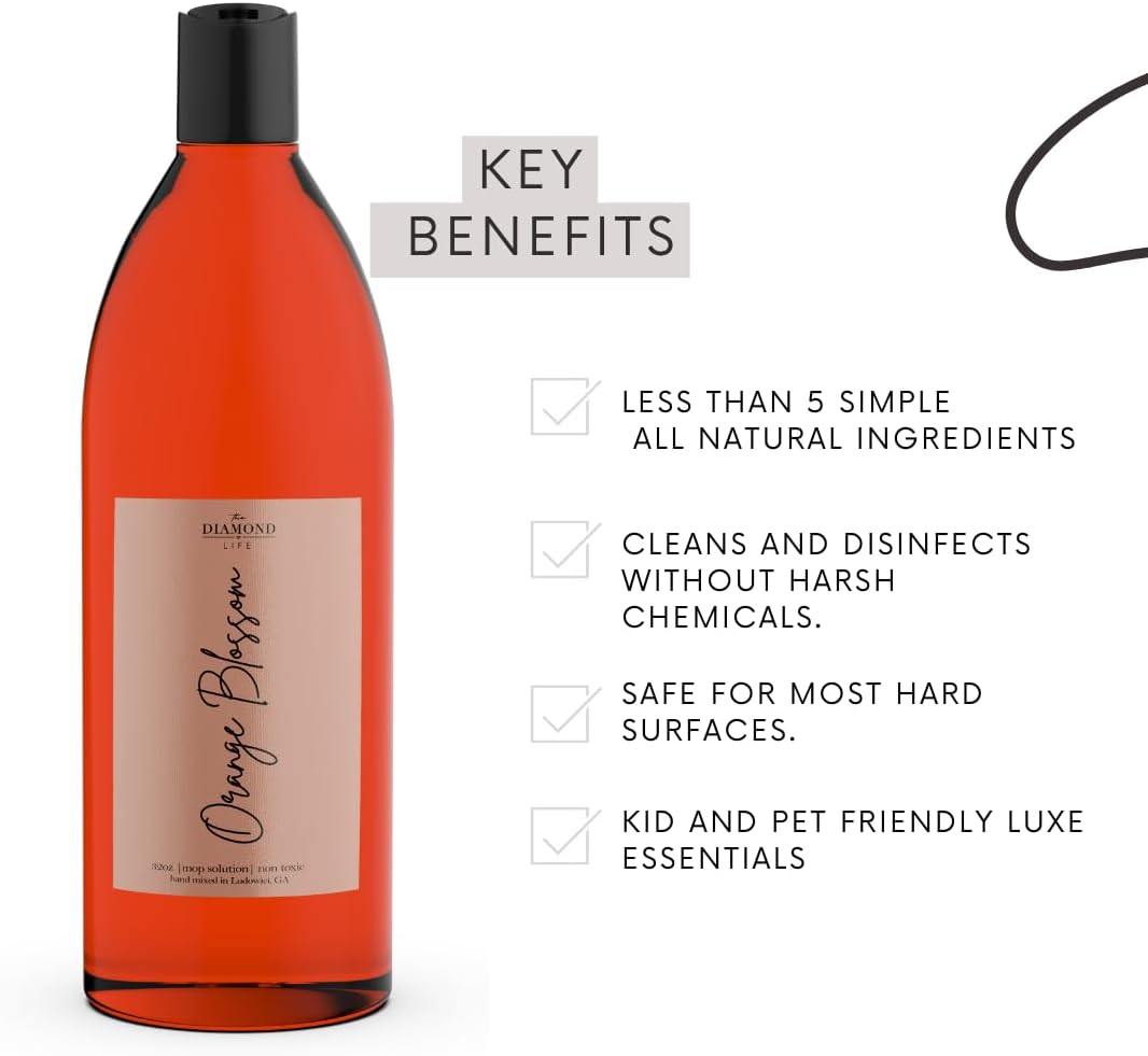 Home ORANGE BLOSSOM' Natural Mop Soap - Neroli & Bergamot Scented Plant Powered Ingredients - Safe & Effective Floor Cleaner/Wet Dry Vacuum Multipurpose Deodorizer Concentrate/ 32oz