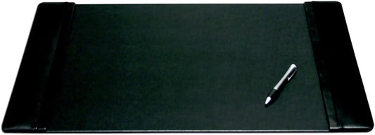 Dacasso Black Leather 25.5" x 17.25" Side Rails Desk Pad