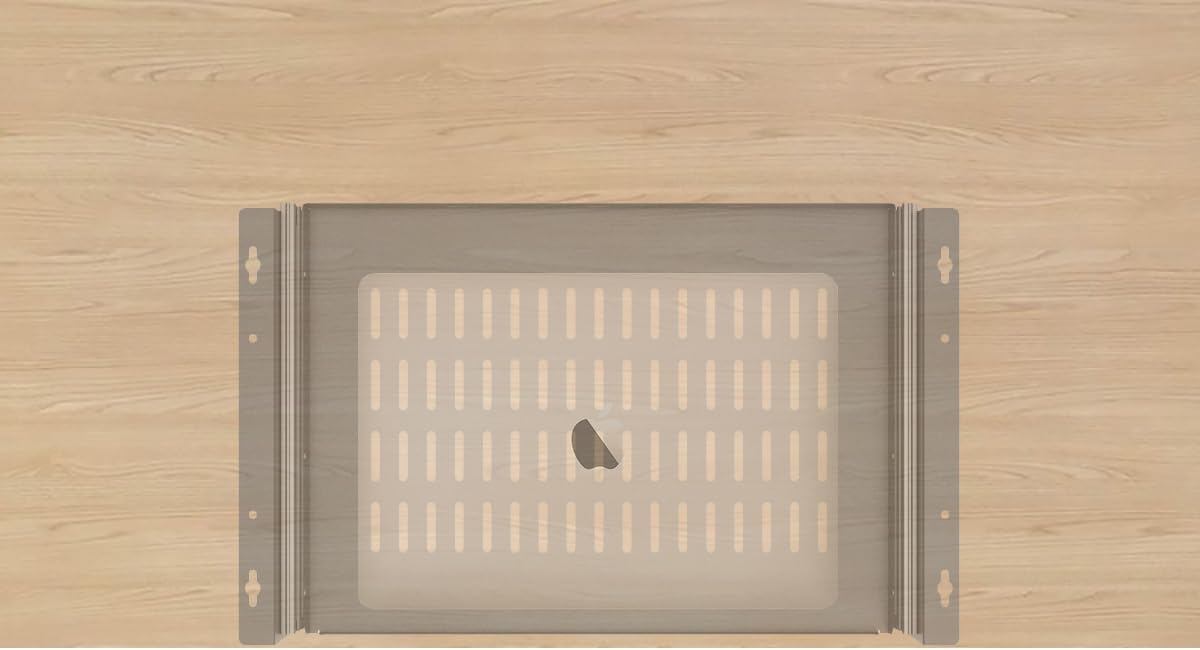 JINGCHENGMEI Sliding Under Desk Laptop Mount Shelf with Air Vents, W 16.3" x D 12" Metal Under Desk Slide Out Tray for Laptop (16 Inch Wide)