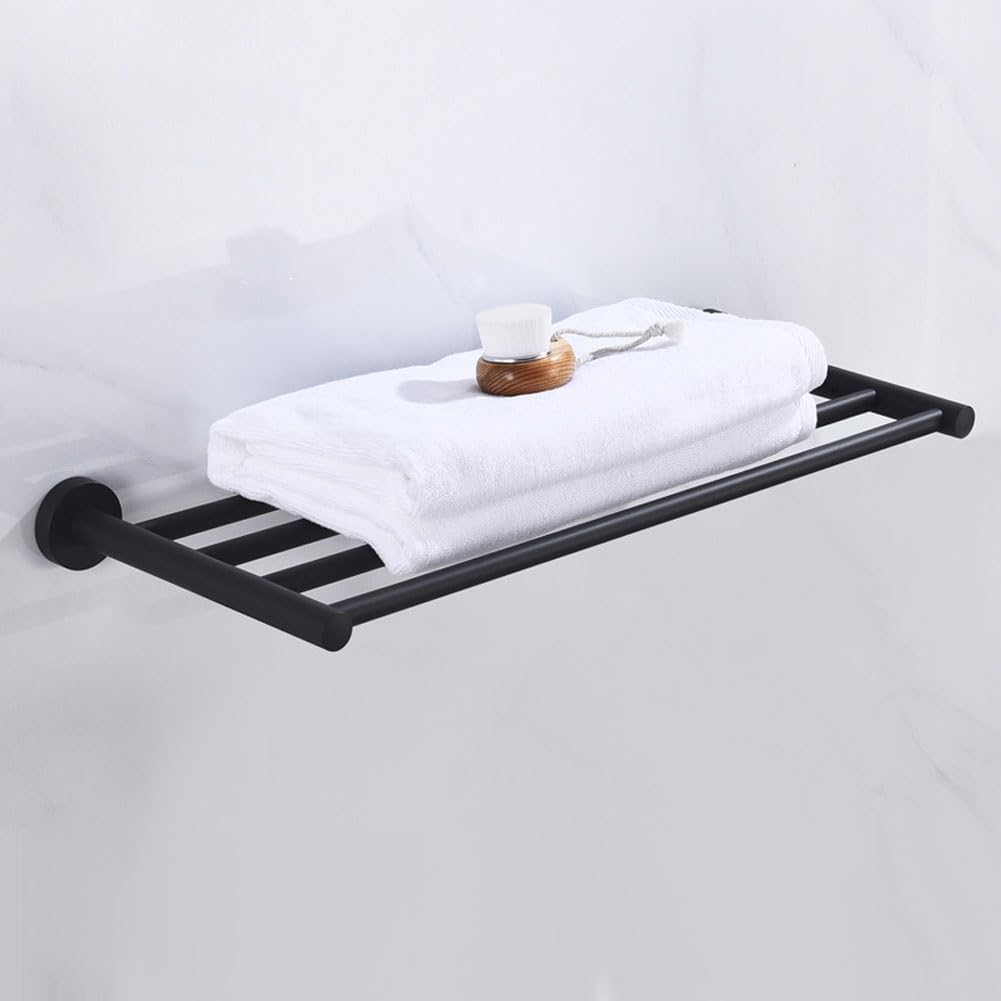 20 Inch Bathroom Towel Rack, Hotel Style Towel Racks for Bathroom Wall Mounted, Modern Towel Bar Rack, 2-Tier Towel Shelves, Black