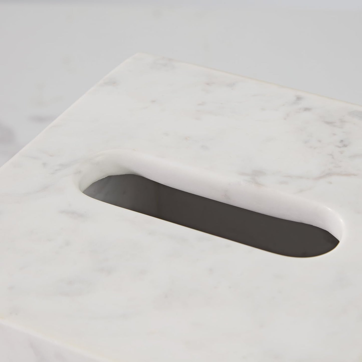 Luxury White Marble Bathroom Essentials Set - Elegant Spa Collection with Timeless Design, High-End Bath Accessories, Premium Stone Craftsmanship for Modern & Classic Decor (Tissue Box)