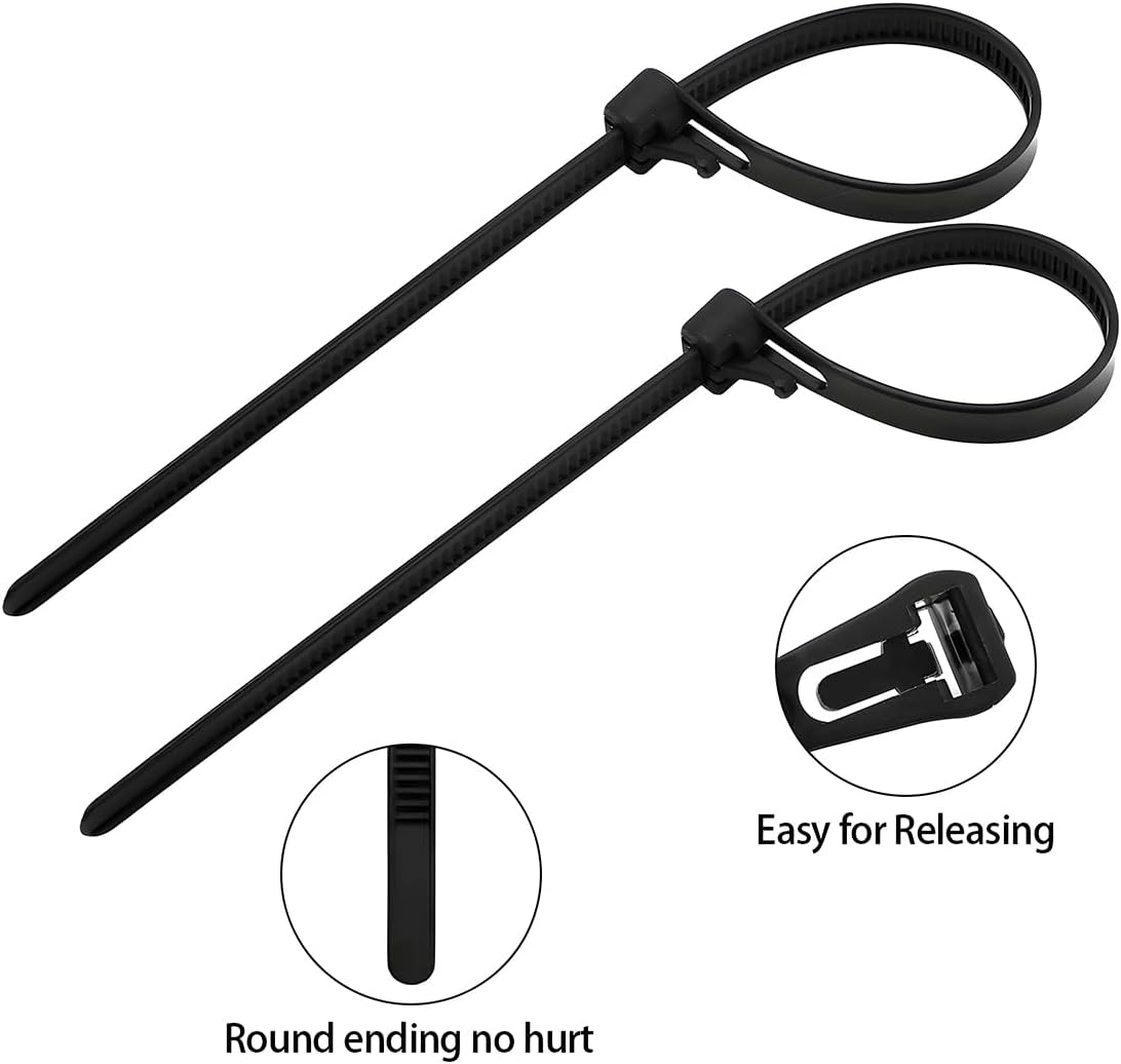 25 Pack 12 Inch Heavy Duty Reusable Zip Ties Black – UV Resistant, 55 LBS Tensile Strength, Weatherproof Cable Ties for Outdoor, Industrial, and Harsh Environments