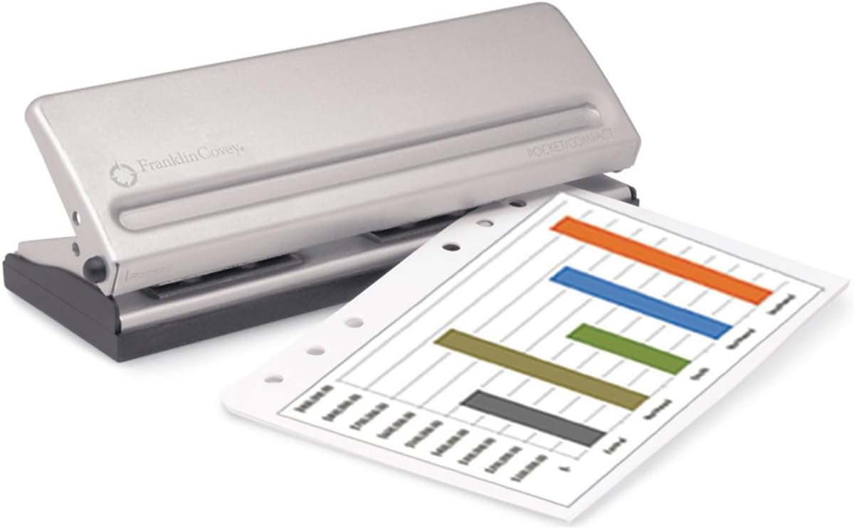 FranklinCovey - Metal Hole Punch for FranklinCovey Planners | Spill-Proof Chip Collector & Rubber Non-Slip Base (Pocket & Compact)