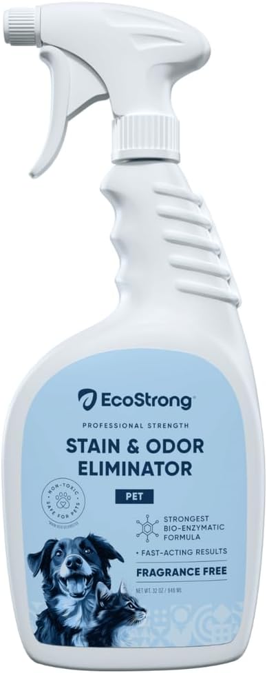 Eco Strong Pet Stain and Odor Remover - Cat Urine Enzyme Cleaner, Urine Destroyer for Dogs, Pet Urine Enzyme Cleaner [All New Fragrance Free] - 32oz