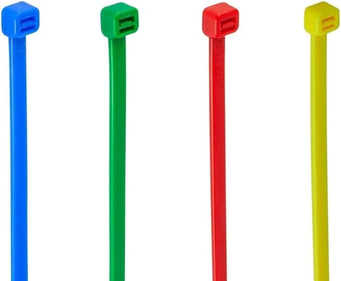 GTSE 12 Inch Mixed Colored Zip Ties, 200 Pack, 18lb Strength, UV Resistant Long Nylon Cable Ties, Self-Locking 8" Tie Wraps (Red, Blue, Green, Yellow)