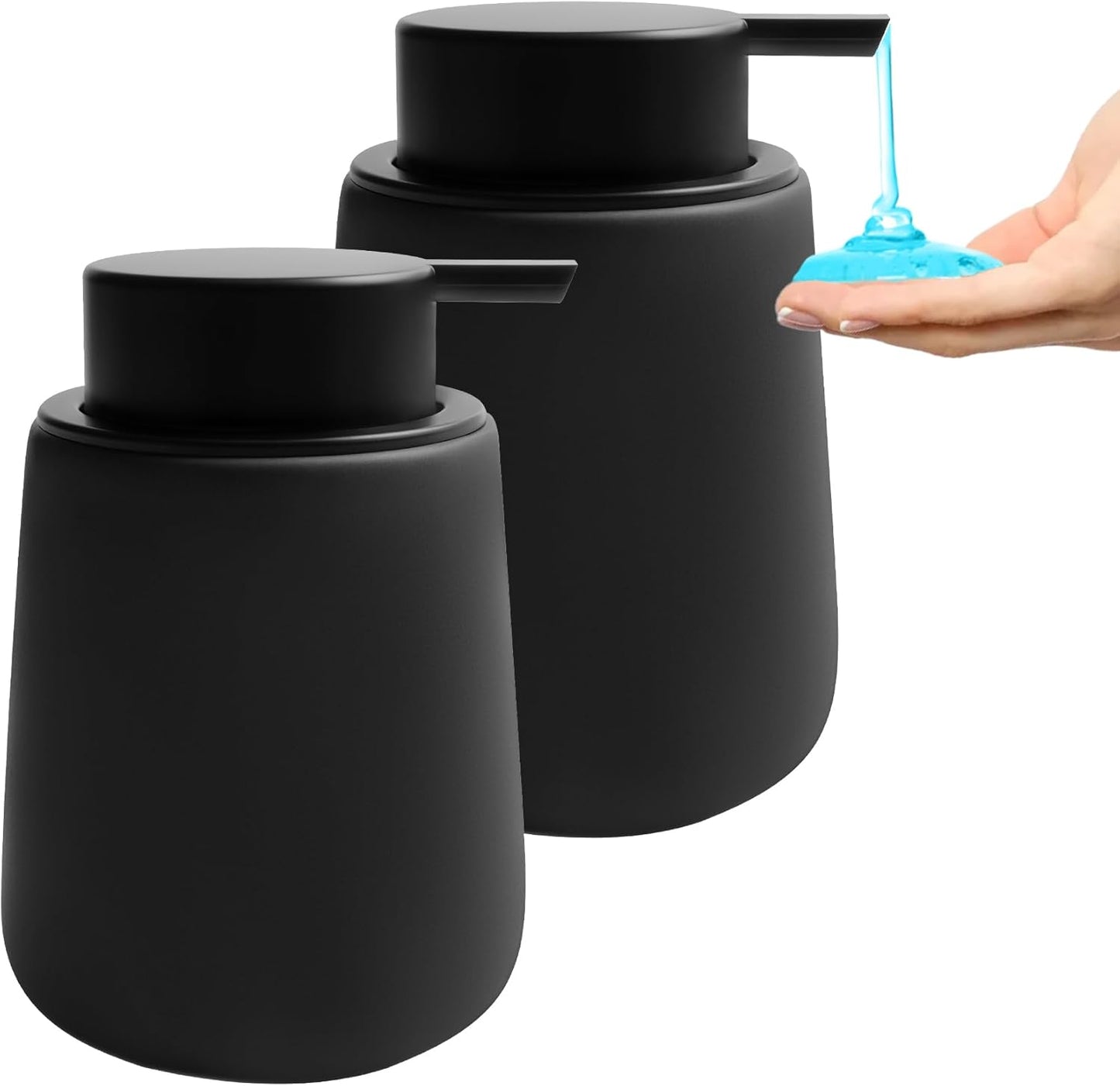 Soap Liquid Dispenser Ceramic with Easy-to-Press Pump Hand Liquid Dispenser for Shampoo Bathroom Kitchen 12 oz 2pcs