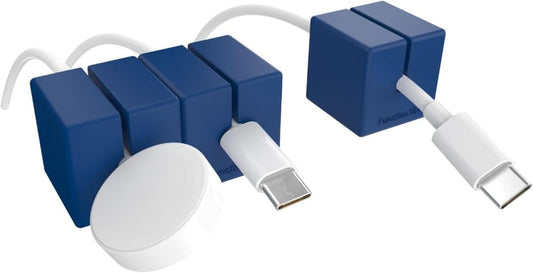 Function101 Weighted Magnetic Cable Blocks – Non-Adhesive Anchors for Cable Organization – Weighted Cord Holders & Accessory Organizer – Durable Magnetic Accessories for Office Use (Blue, Pack of 3)