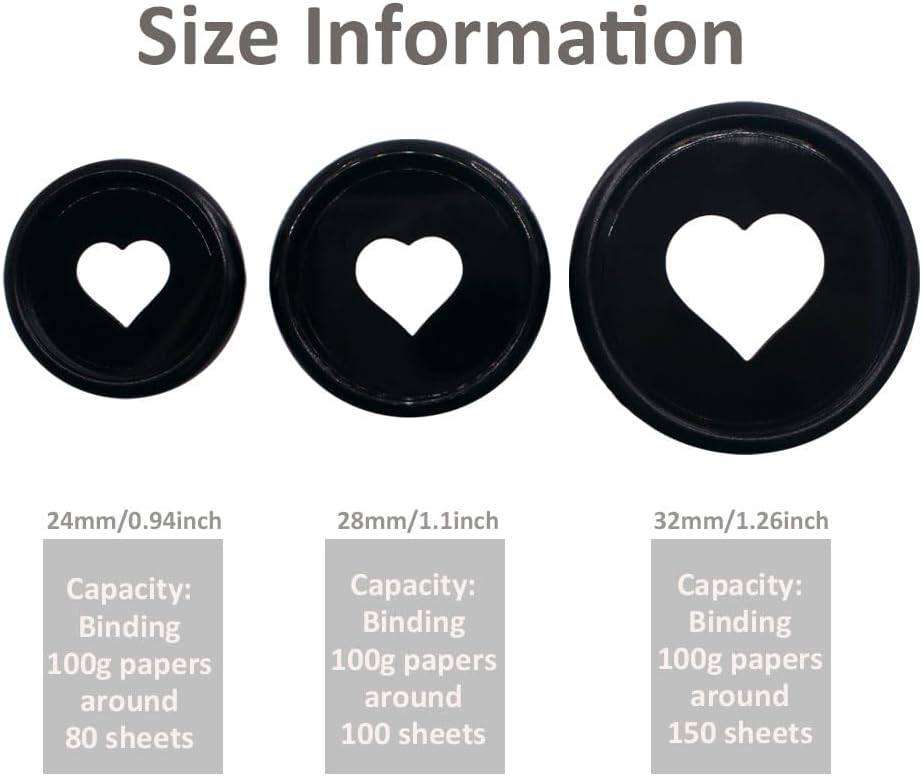 100pcs Planner Expander Discs 1.1Inch Book Binding Disc For Discbound Notebook Accessories Heart Binder Rings(Black,1.1 inch/28 mm)