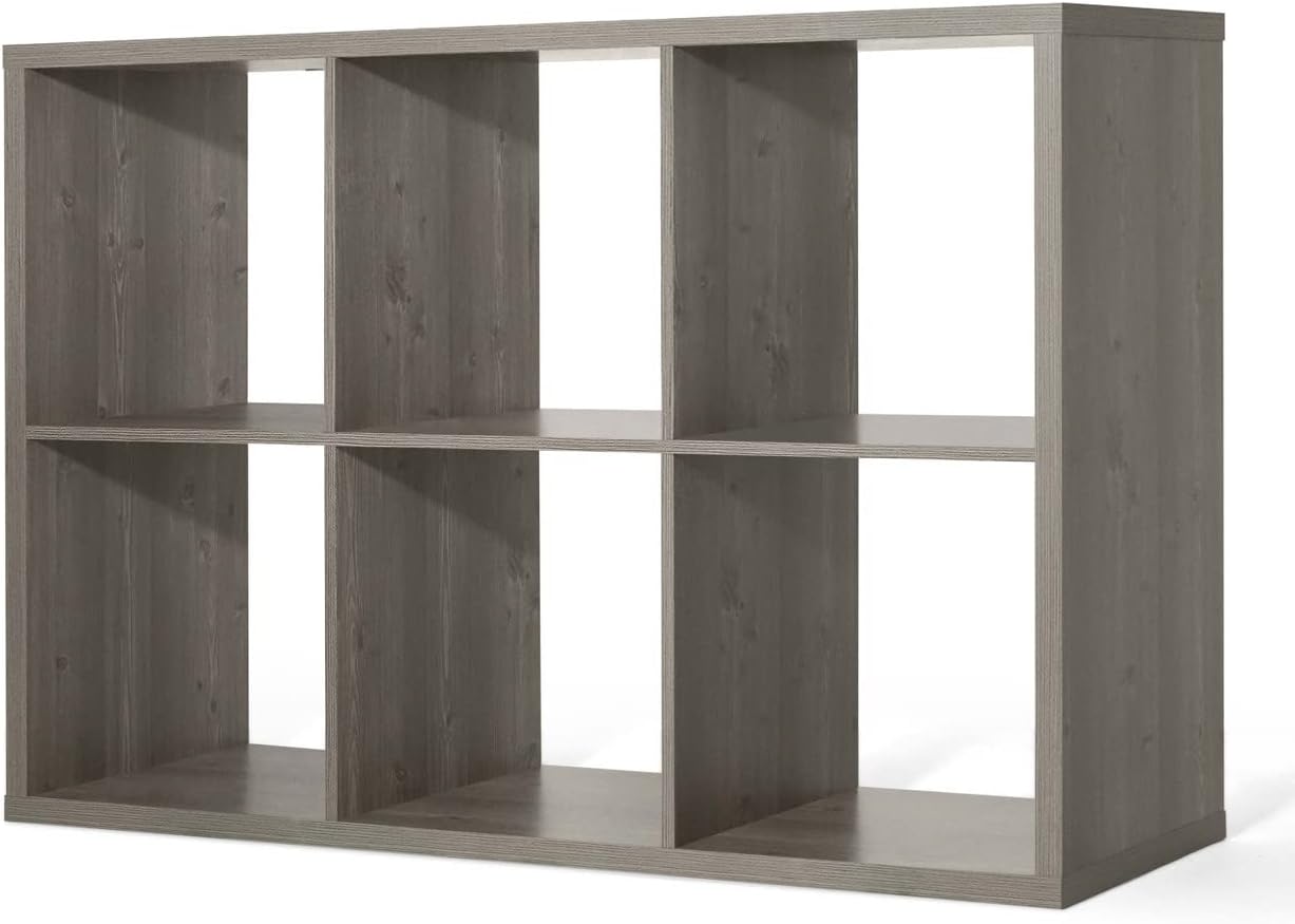 CAPHAUS Sturdy Room 13-Inch Cube Storage Organizer Shelf, with Extra Thick Exterior Edge, Open Storage Shelf Divider, Bookcase, 6/8/9 Cube, Colors Available in Rustic Grey Oak and White