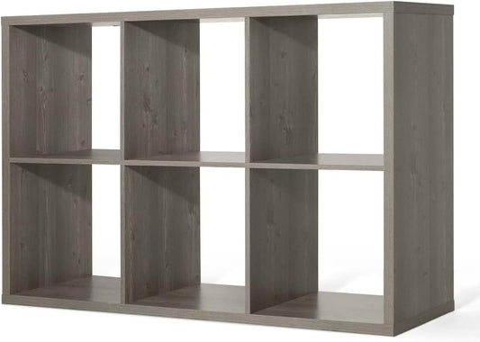 CAPHAUS Sturdy Room 13-Inch Cube Storage Organizer Shelf, with Extra Thick Exterior Edge, Open Storage Shelf Divider, Bookcase, 6/8/9 Cube, Colors Available in Rustic Grey Oak and White