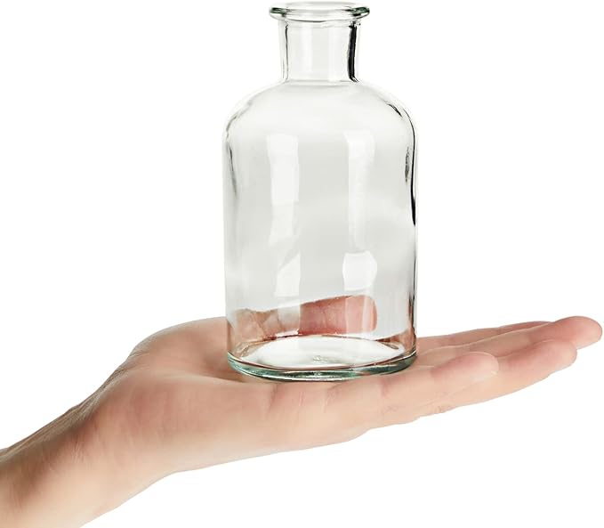 Farmlyn Creek Narrow Jar Vases - 2.8 in x 5 in, 7.5 oz, 6 Pack, Clear Glass - Apothecary-Style Jars & Glass Bottle Vases for Propagation & Mini Decorative Bottles