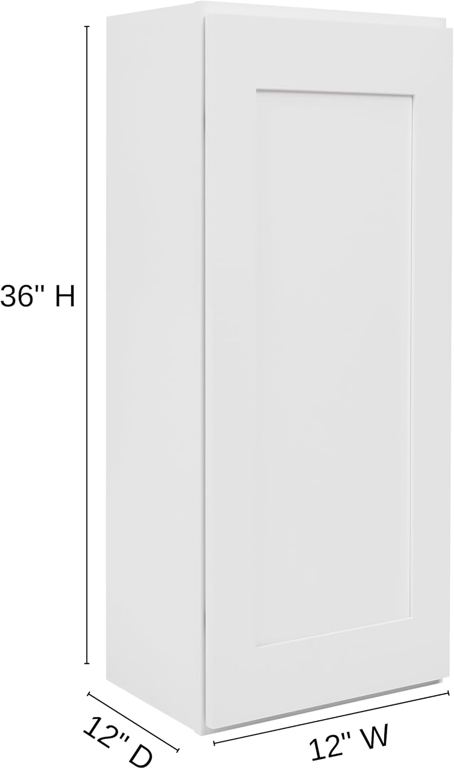 White Shaker Wall Cabinet - Ready to Assemble, Perfect for Kitchen, Laundry, and Bathroom Storage - 12" W x 36" H x 12" D