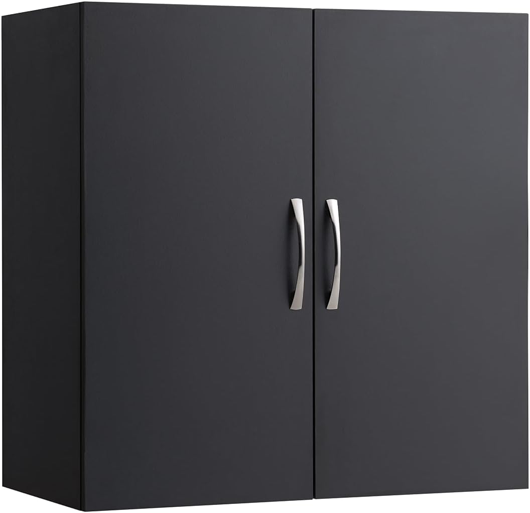 SoBuy Wall Cabinet Laundry Room Kitchen, Over Toilet Storage Cabinet, Medicine Cabinet with Shelf for Bathroom Garage Hallway Entryway, Black BZR200-SCH