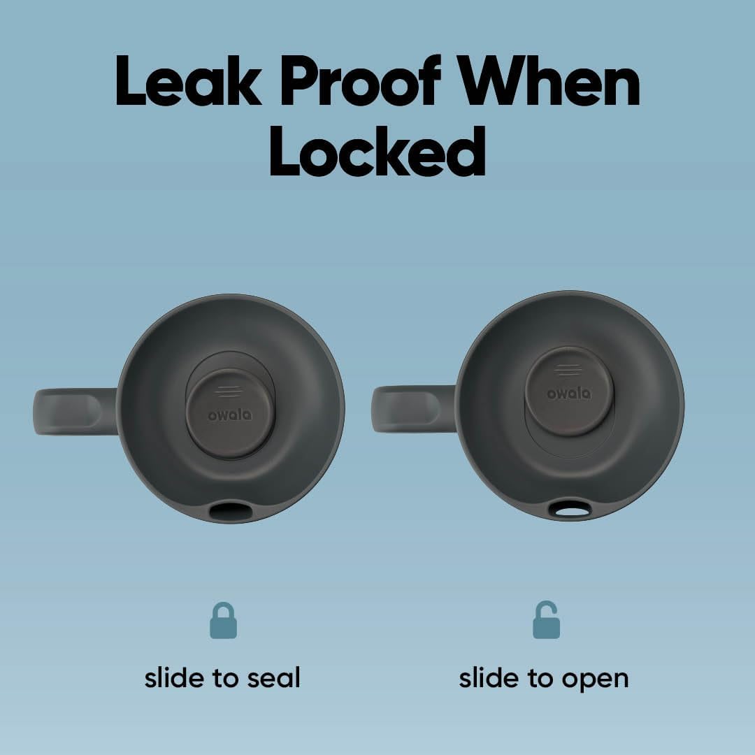 Owala SmoothSip Slider Stainless Steel Insulated Travel Mug with handle, 100% Leak Proof, For Hot and Cold Drinks, Travel Friendly with Sliding Lock Lid, 24 oz, BPA Free, Leak Proof, High Dive