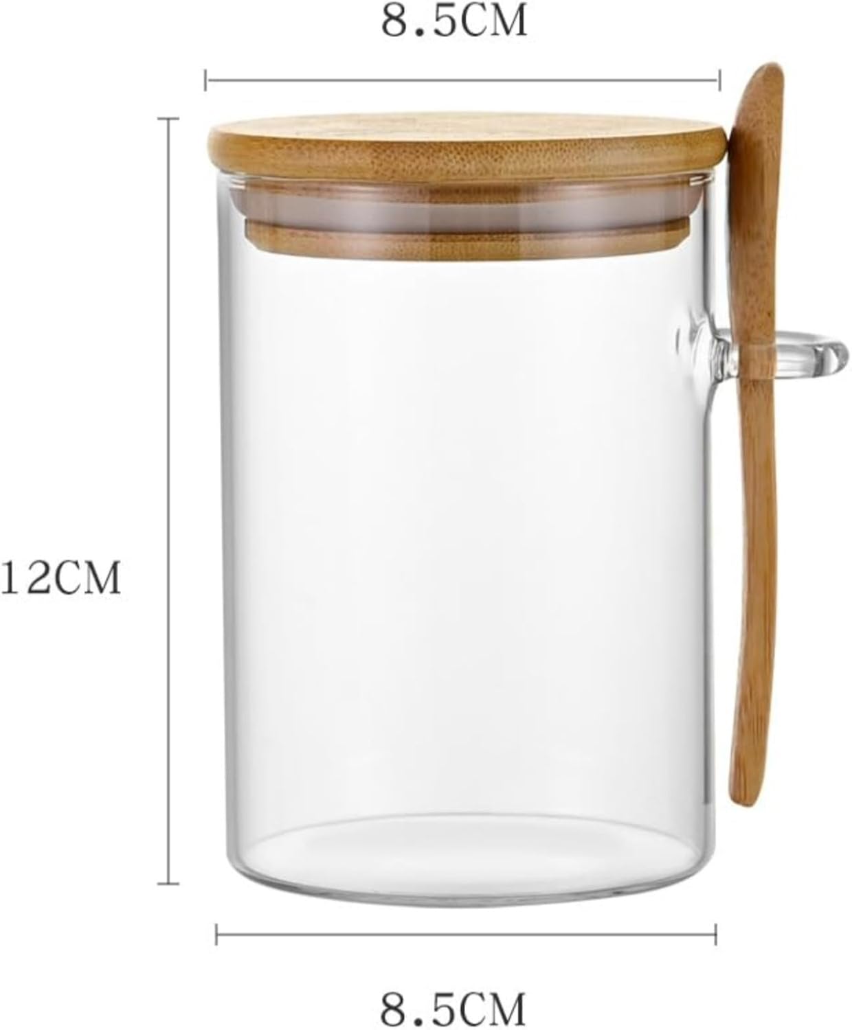 17oz Glass Storage Jars with Bamboo Lids & Spoons - Airtight Containers for Loose Leaf Tea, Overnight Oats, Coffee, and Dry Goods - Set of 4 Kitchen Canisters (4pcs)