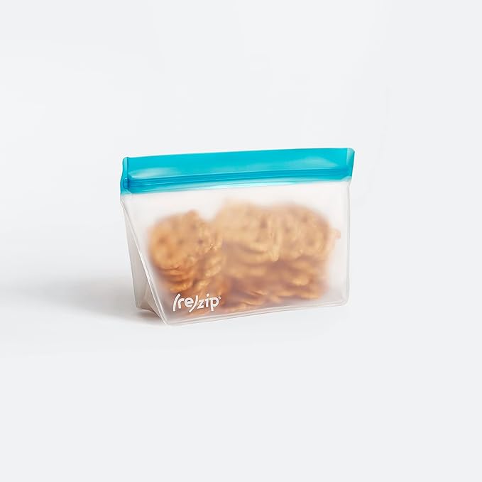 (re) zip 3-Piece Stand-Up Reusable Bag Kit | BPA-Free, Food Grade, Leakproof, Freezer and Dishwasher Safe | Quart (1), 2-Cup (1), Snack (1) | Aqua