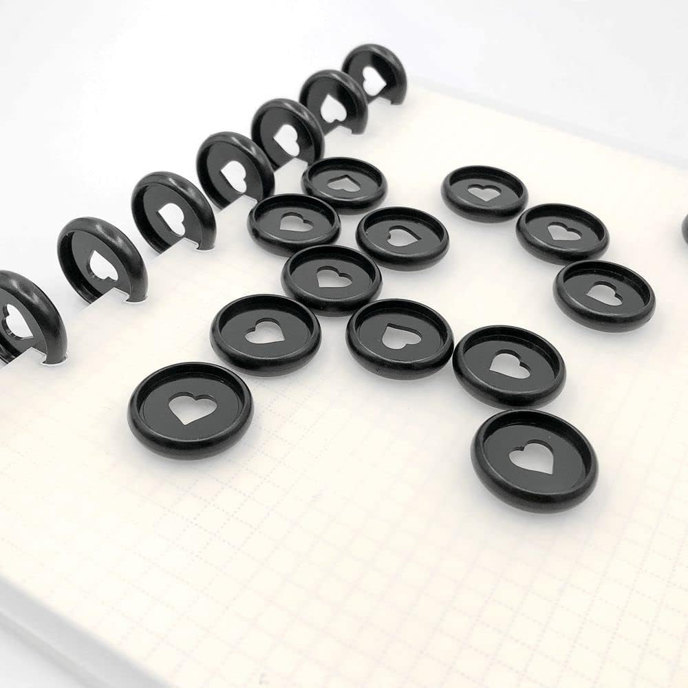 100pcs Planner Expander Discs 1.1Inch Book Binding Disc For Discbound Notebook Accessories Heart Binder Rings(Black,1.1 inch/28 mm)